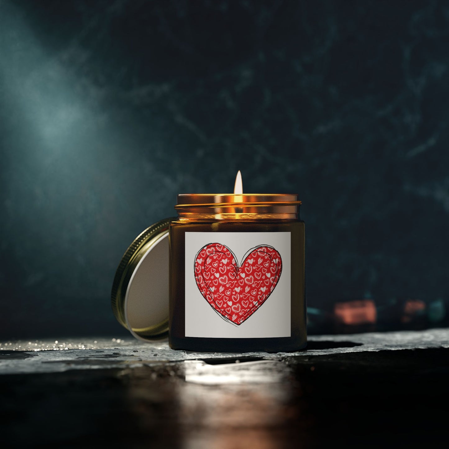 Heart Design Scented Candle - Coconut Apricot Wax (4oz & 9oz) - Perfect for Valentine's Day & Cozy Home Decor
