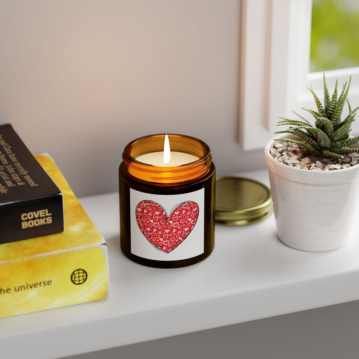 Heart Design Scented Candle - Coconut Apricot Wax (4oz & 9oz) - Perfect for Valentine's Day & Cozy Home Decor