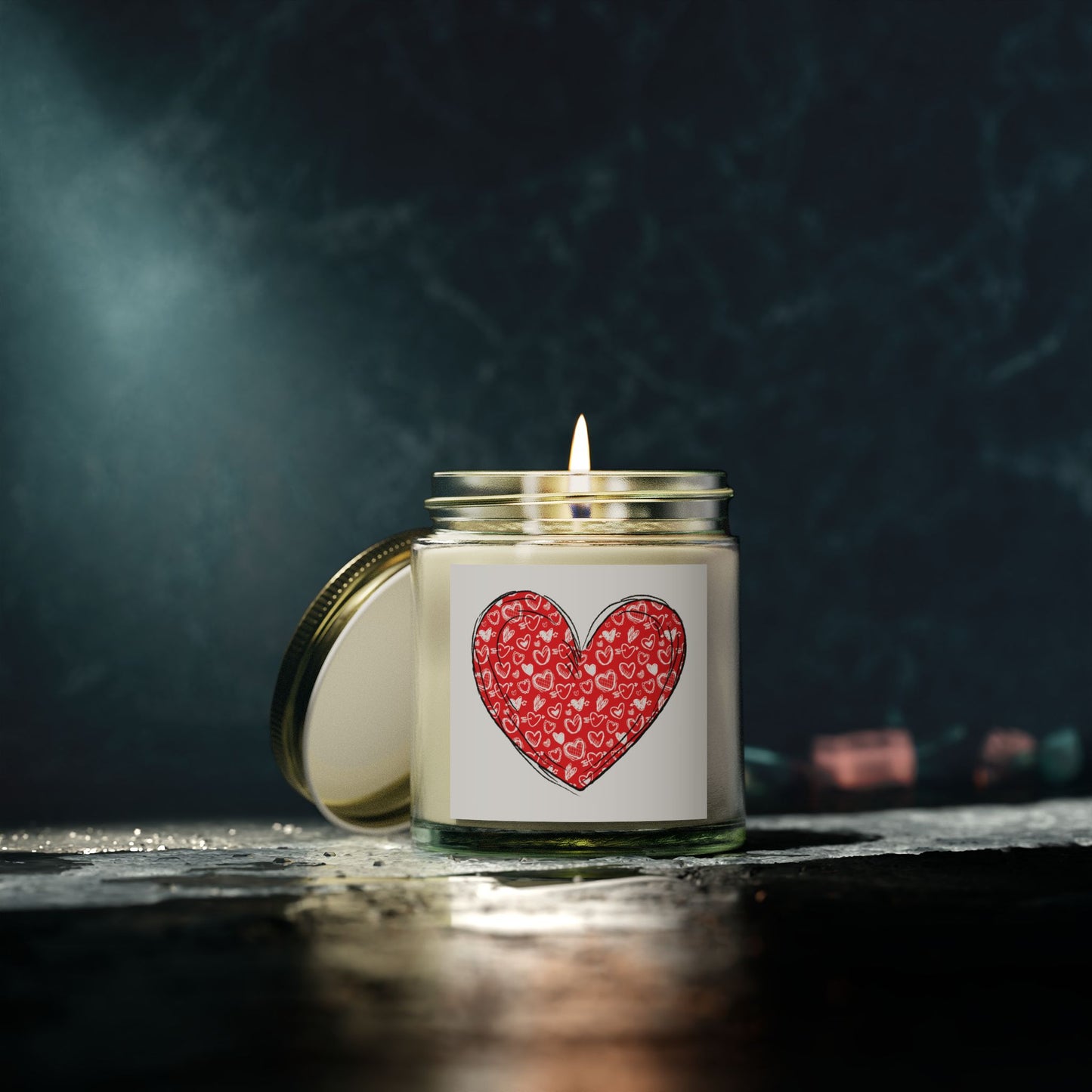 Heart Design Scented Candle - Coconut Apricot Wax (4oz & 9oz) - Perfect for Valentine's Day & Cozy Home Decor