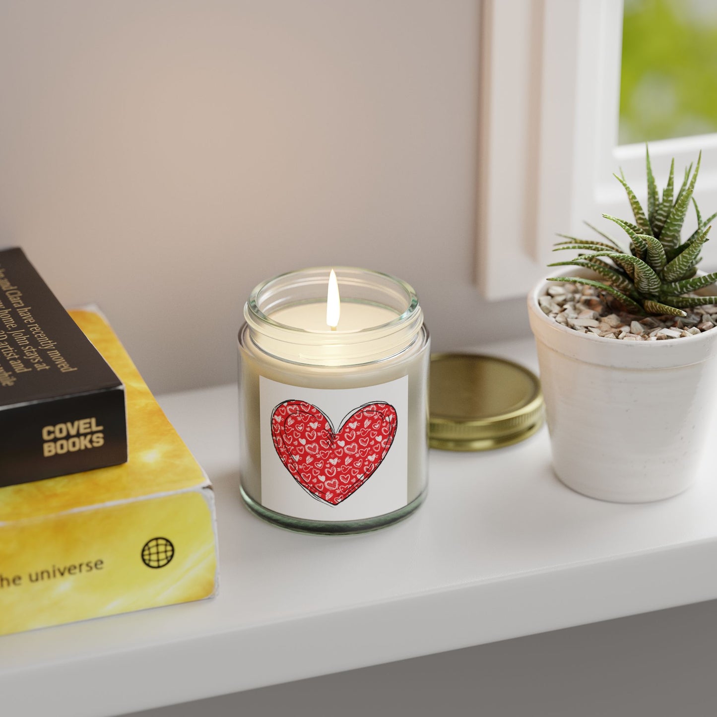 Heart Design Scented Candle - Coconut Apricot Wax (4oz & 9oz) - Perfect for Valentine's Day & Cozy Home Decor
