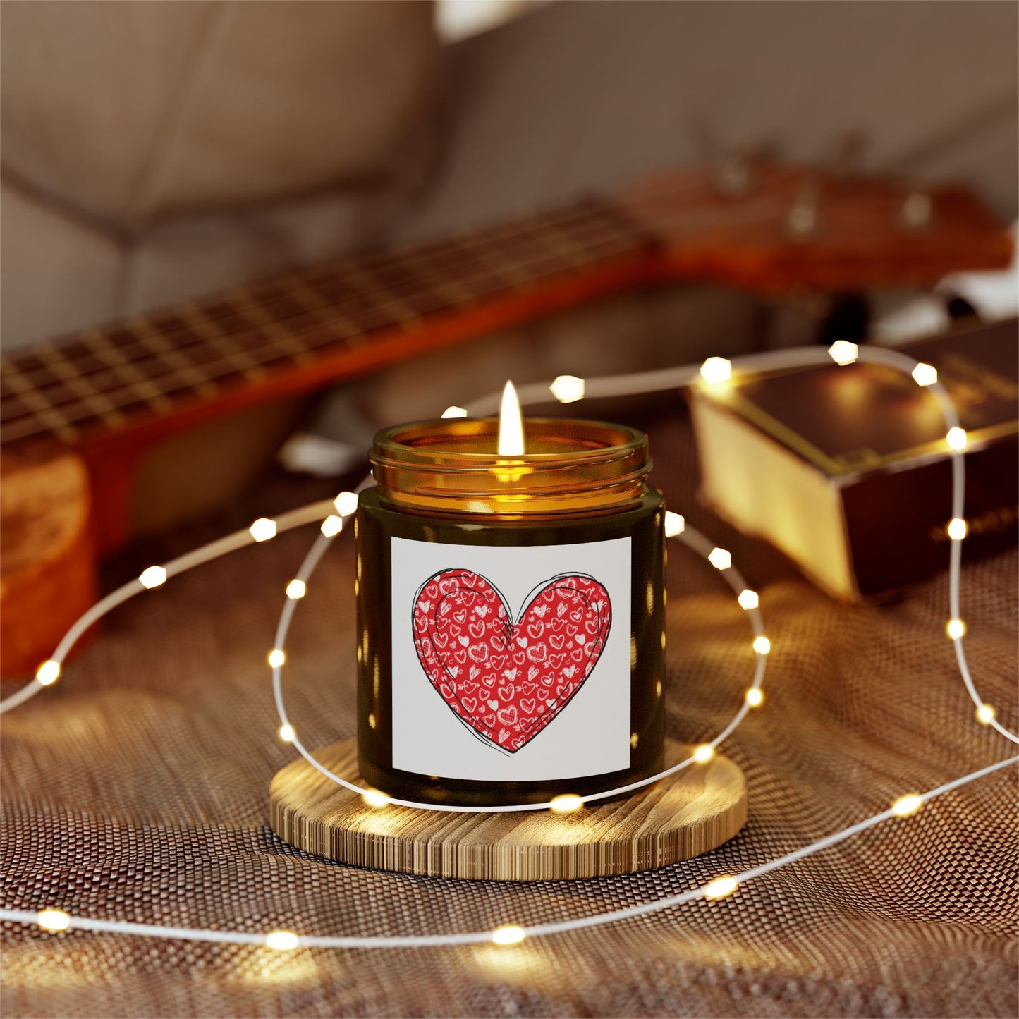 Heart Design Scented Candle - Coconut Apricot Wax (4oz & 9oz) - Perfect for Valentine's Day & Cozy Home Decor