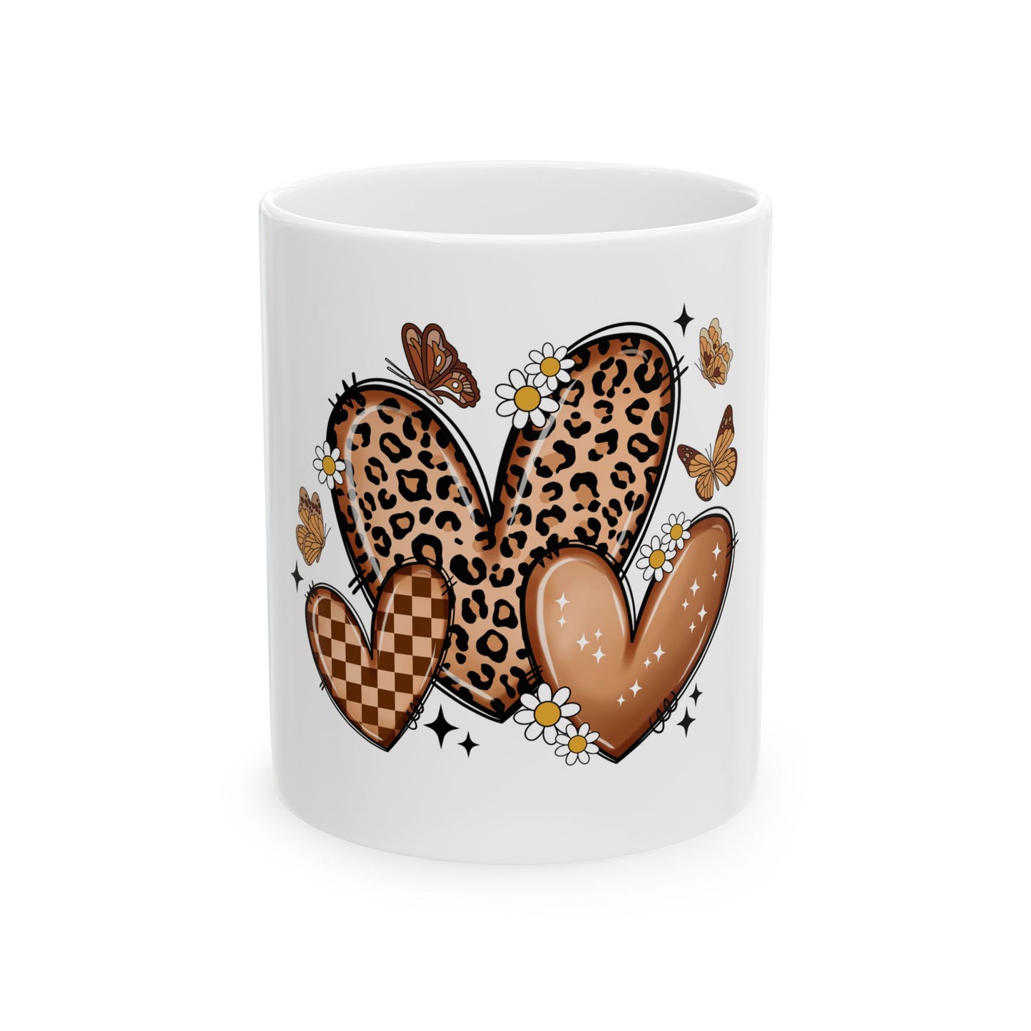 Leopard Print Heart Ceramic Mug - Perfect for Animal Lovers and Trendsetters