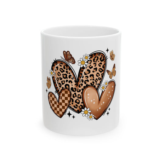 Leopard Print Heart Ceramic Mug - Perfect for Animal Lovers and Trendsetters