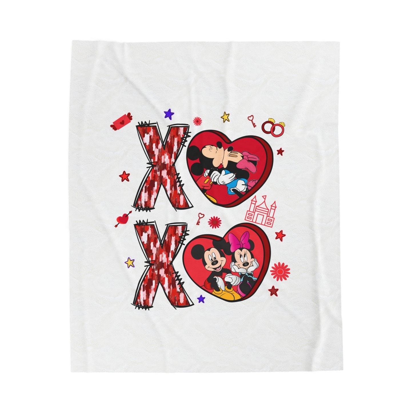 Mickey and Minnie Love Plush Blanket - Cozy Velveteen Gift for Couples